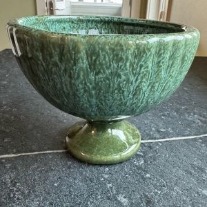 Haeger -Pedestal style Plant pot 
Olive green & turquoise blue color mix